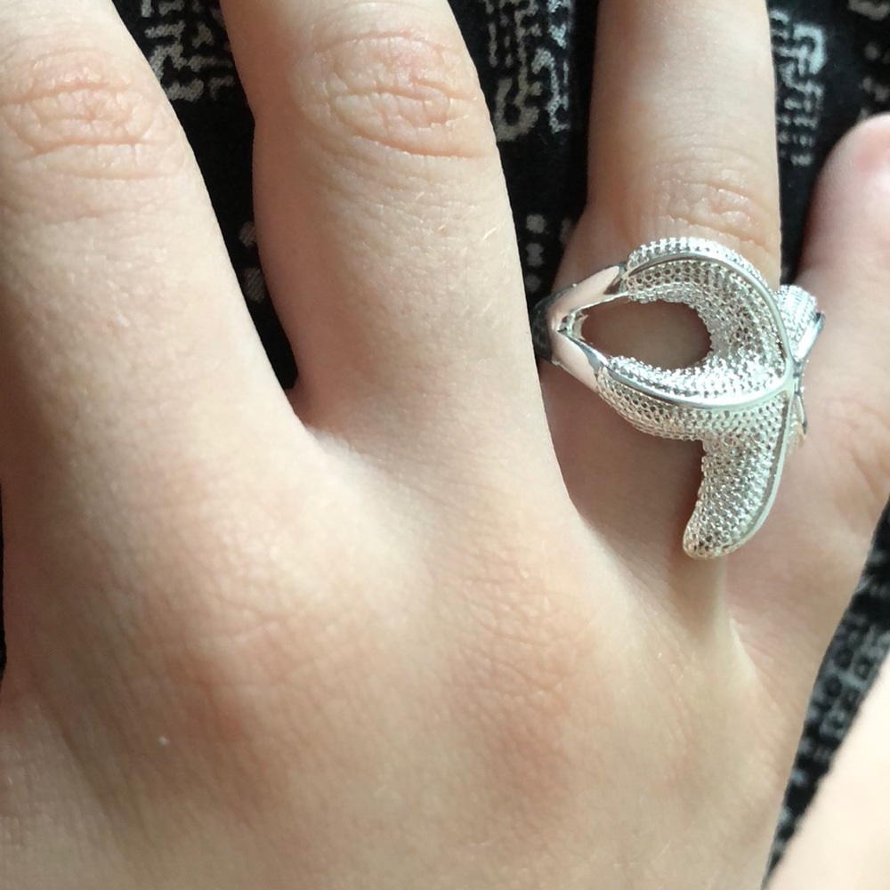 925 Silver Luxury Starfish Beautiful Ring - Picture 7 of 7